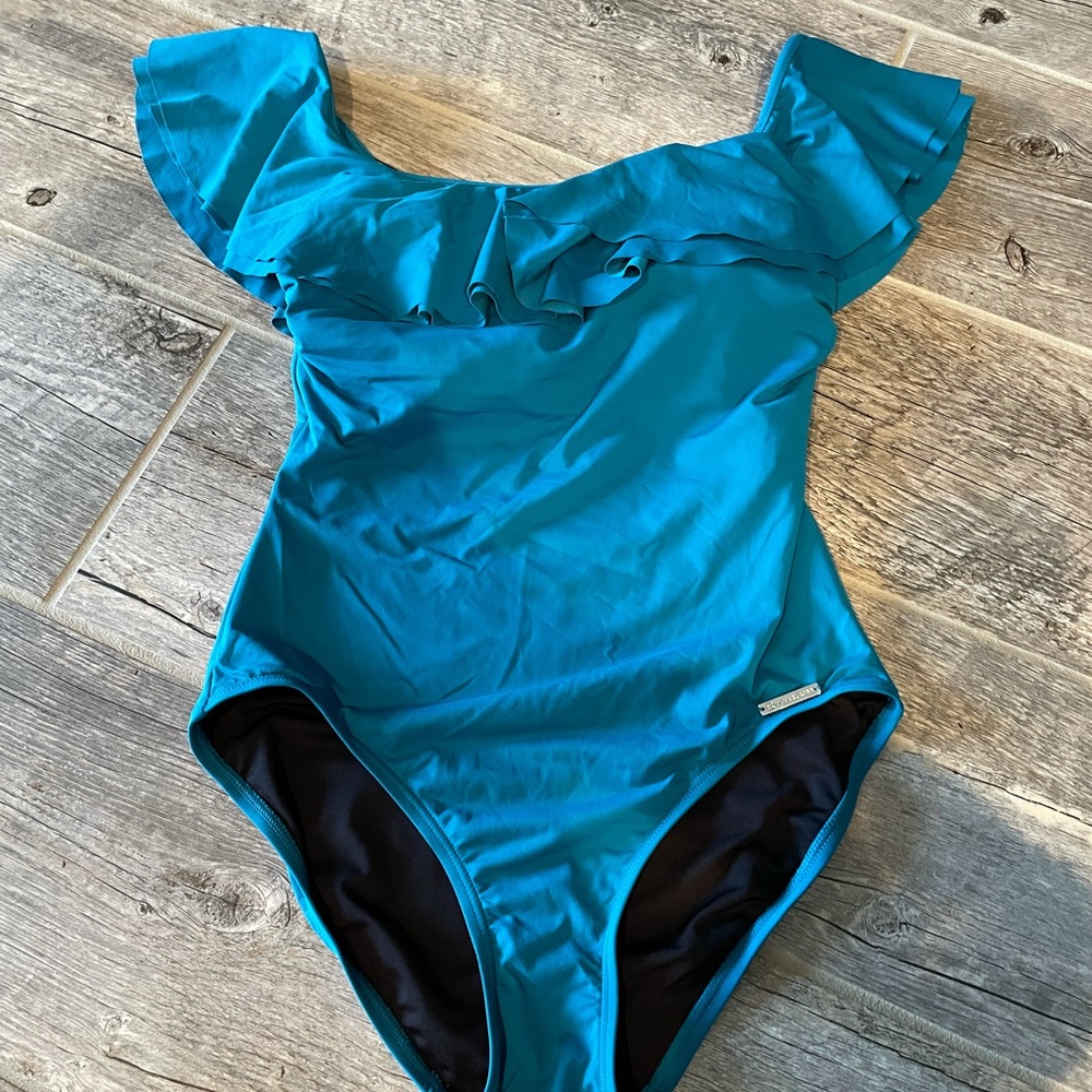 Michael Kors Off Shoulder One Piece Bathing Suit